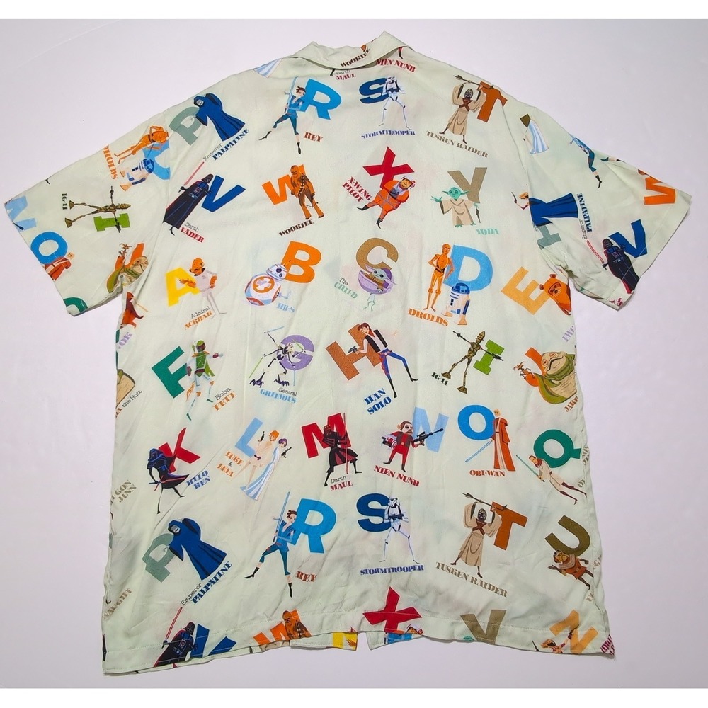 STAR WARS Celebration Mandalorian Alphabet Button Up Hawaiian Shirt Shag Art XL - Picture 11 of 11